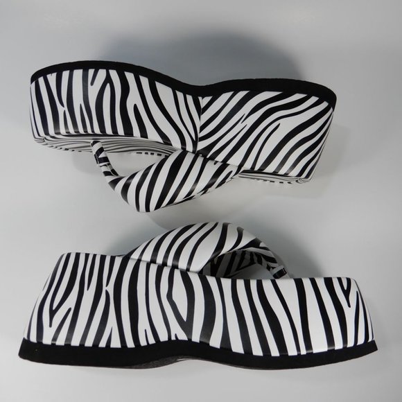 Jeffrey Campbell Crybaby Platform Thong SANDALS Size 5.5 Zebra Print NEW $125 - Picture 11 of 16